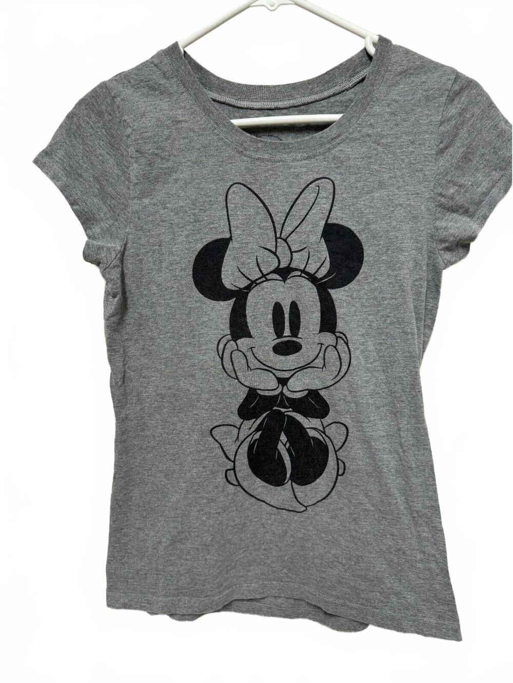 Disney Minnie Mouse Gray Front Back Graphic T-Shirt Size Large
